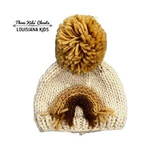 NEW Huggalugs SMALL (0-6m) Rainbow Knit Beanie Pom Pom Hat